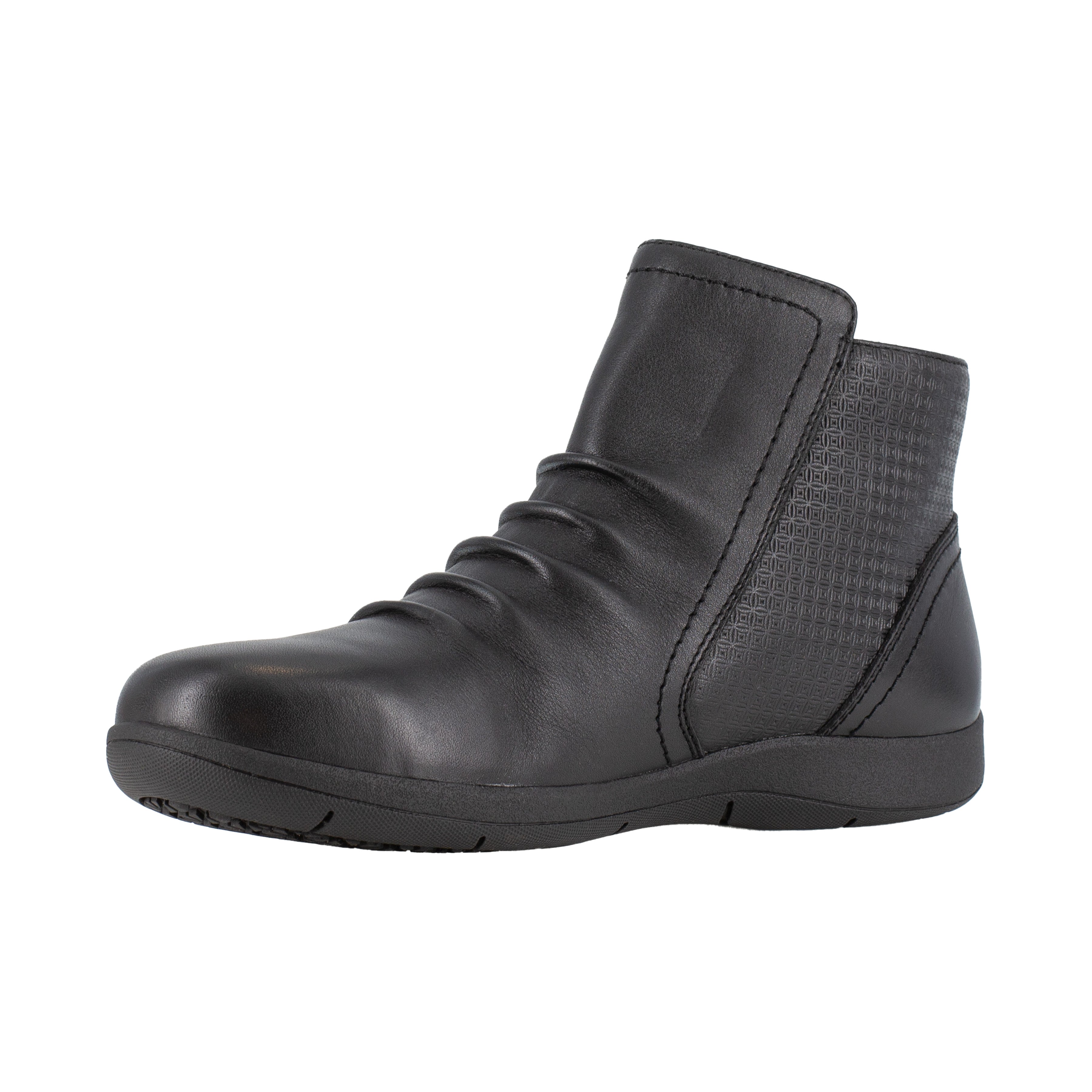 Rockport Women's Daisey Alloy Toe Slip Resistant Ruched Work Boot - Black - RK762 - Overlook Boots