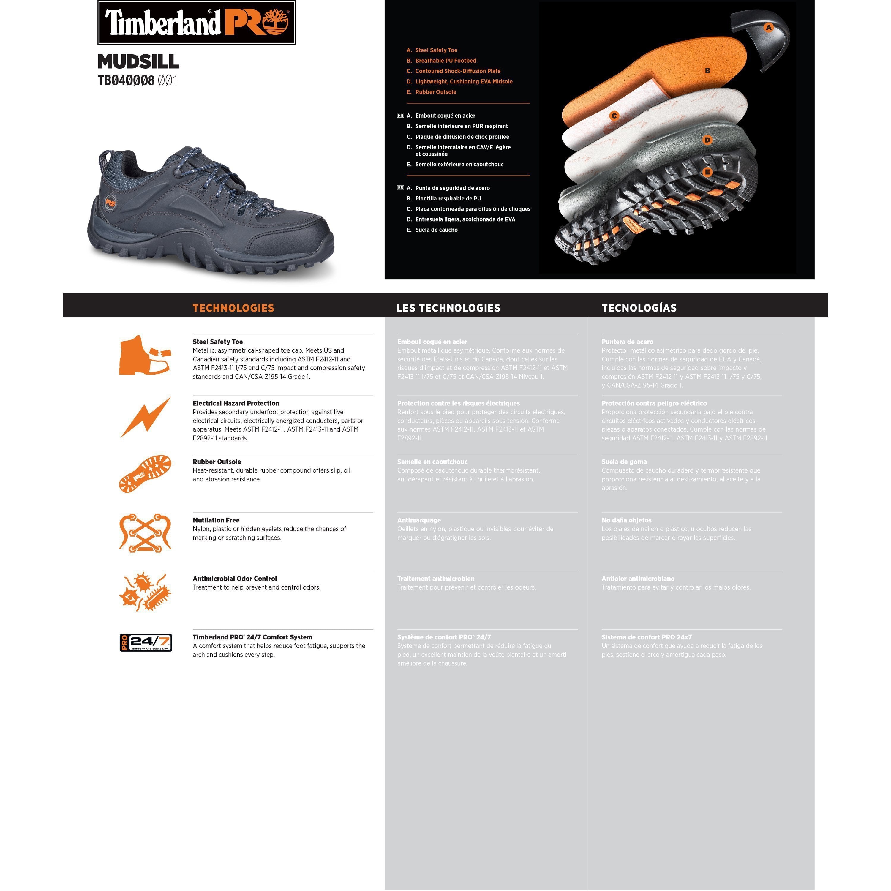 Timberland PRO Men's Mudsill Steel Toe Work Shoe - Black - TB140008001  - Overlook Boots