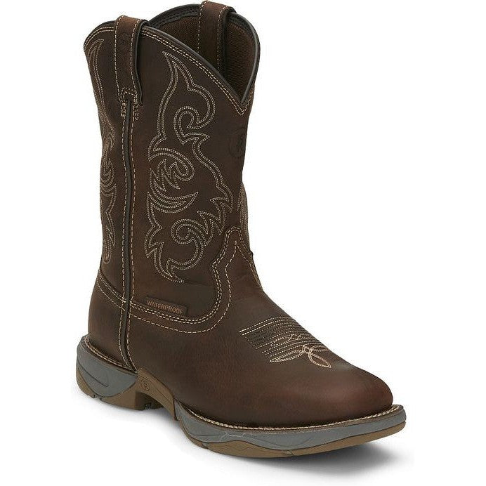 Tony Lama Men's Junction 11' Wide Square Toe WP Western Work Boot -Brown- RR3353 7 / Medium / Dark Brown - Overlook Boots