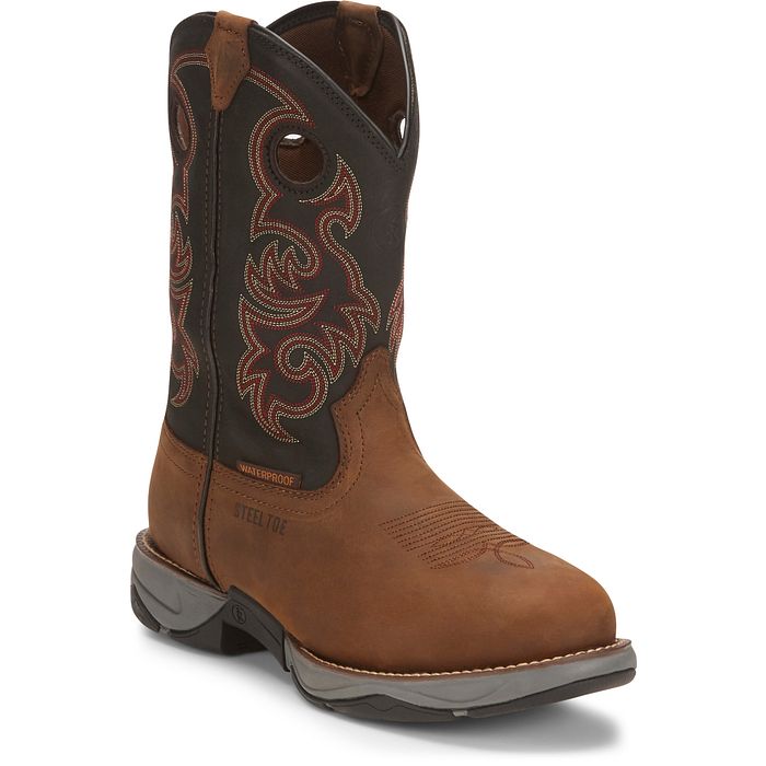 Tony Lama Men's Junction 11' Steel Toe WP Western Work Boot -Brown- RR3355 7 / Medium / Brown - Overlook Boots