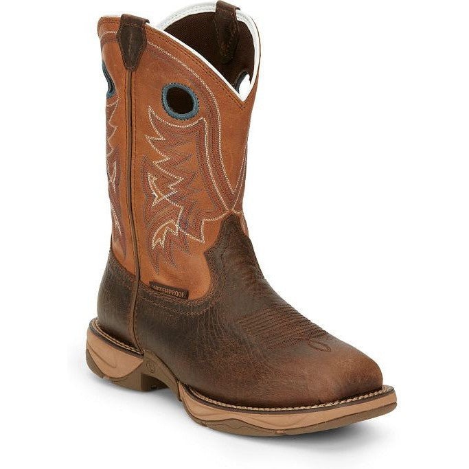 Tony Lama Men's Lopez 11" Steel Square Toe Waterproof Western Work Boot -Brown- RR3363 8 / Medium / Brown - Overlook Boots