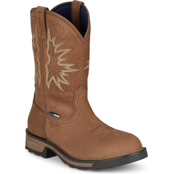 Tony Lama Men's Boom 11" Comp Toe WP Western Work Boot- Brown- TW3413 7 / Medium / Brown - Overlook Boots