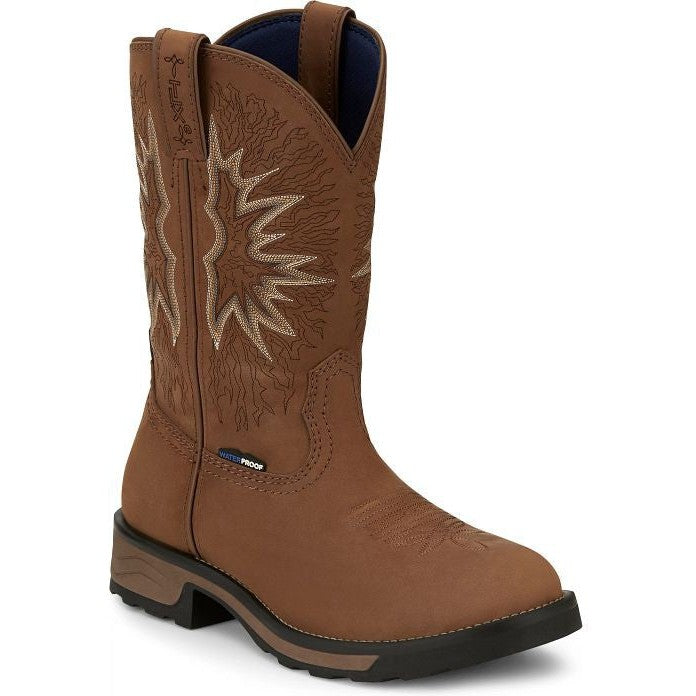 Tony Lama Men's Boom 11" Round Toe Pull On WP Western Work Boot -Brown- TW3414 7 / Medium / Brown - Overlook Boots