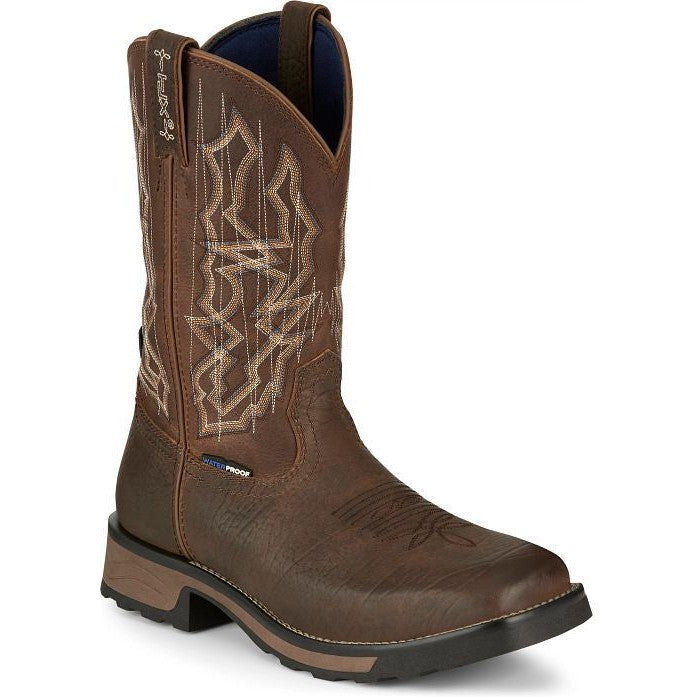 Tony Lama Men's Anchor 11' Square Toe WP Western Work Boot- Brown- TW3416 7 / Medium / Brown - Overlook Boots