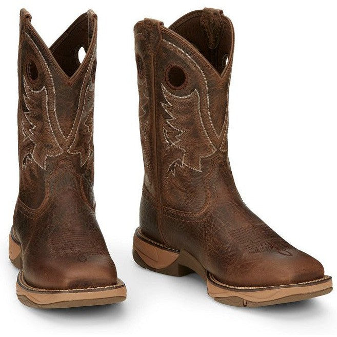 Tony Lama Men's Rasp 11" Square Toe WP Western Work Boot- Brown- RR3364  - Overlook Boots