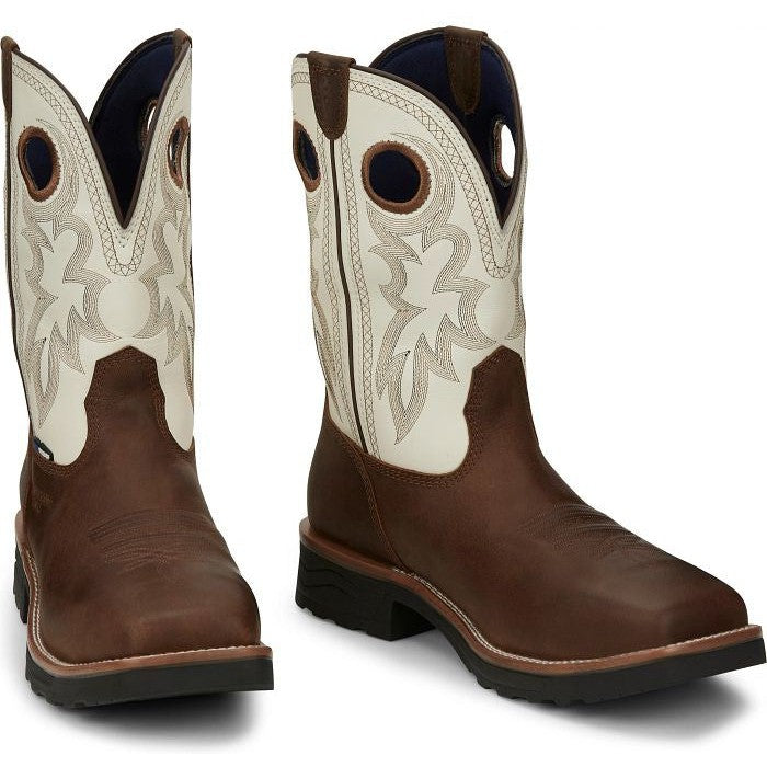 Tony Lama Men's Fireball 11" Comp Toe WP Western Work Boot- Brown- TW3302  - Overlook Boots