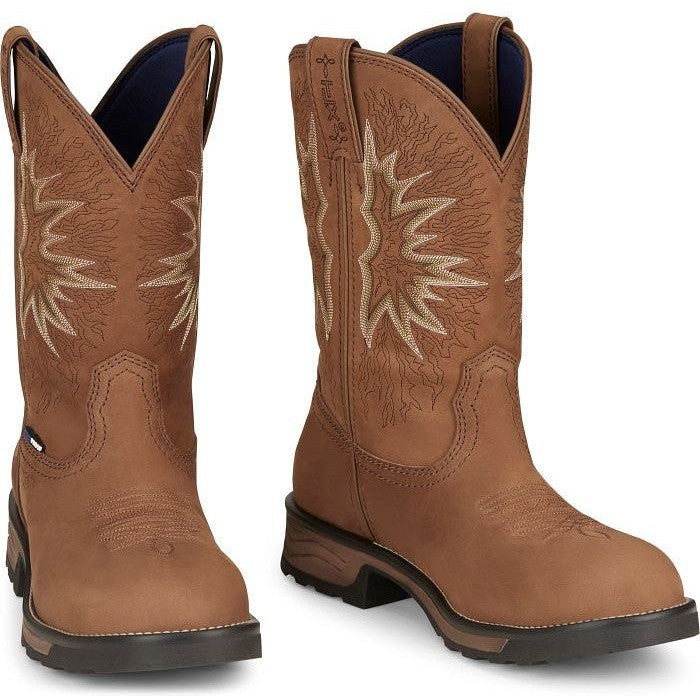 Tony Lama Men's Boom 11" Comp Toe WP Western Work Boot- Brown- TW3413  - Overlook Boots