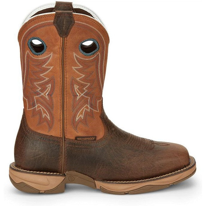 Tony Lama Men's Lopez 11" Steel Square Toe Waterproof Western Work Boot -Brown- RR3363  - Overlook Boots