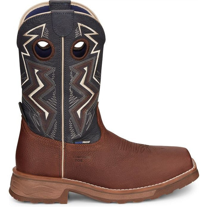 Tony Lama Men's Force 11" Wide Square Comp Toe WP Western Work Boot -Brown- TW3402  - Overlook Boots