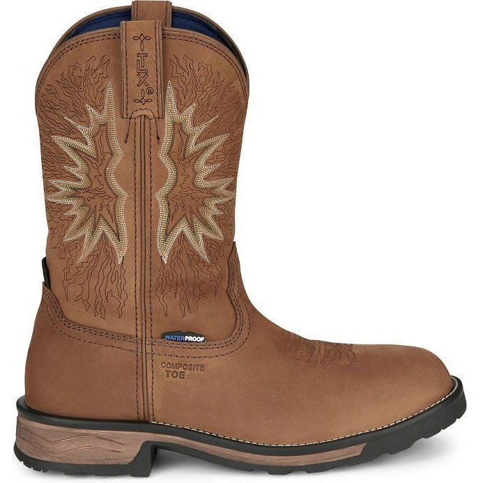 Tony Lama Men's Boom 11" Comp Toe WP Western Work Boot- Brown- TW3413  - Overlook Boots