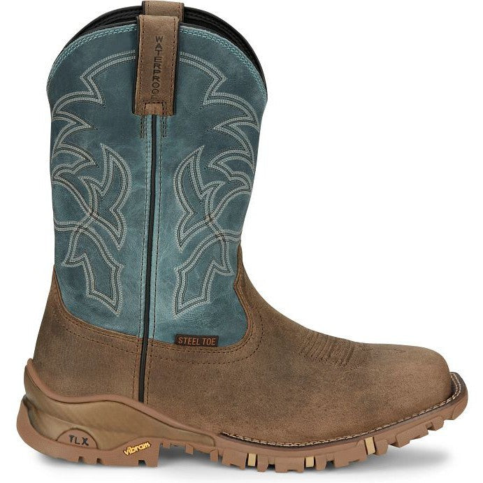 Tony Lama Men's Roustabout 11' Steel Toe WP Western Work Boot -Tan- TW5008  - Overlook Boots