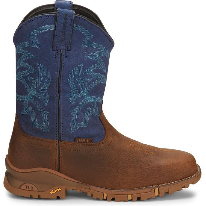 Tony Lama Men's Roustabout 11' Steel Toe WP Western Work Boot -Brown- TW5010  - Overlook Boots