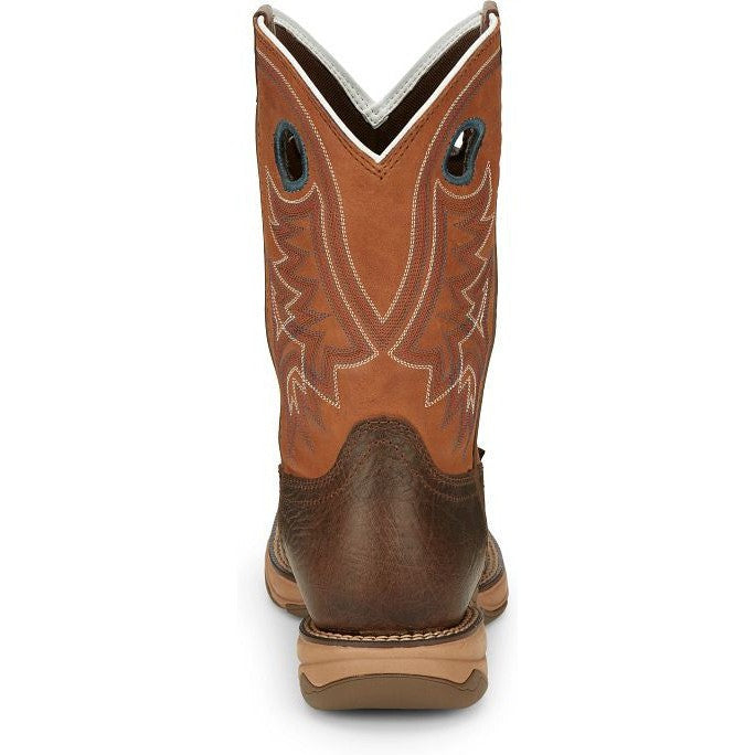 Tony Lama Men's Lopez 11" Steel Square Toe Waterproof Western Work Boot -Brown- RR3363  - Overlook Boots