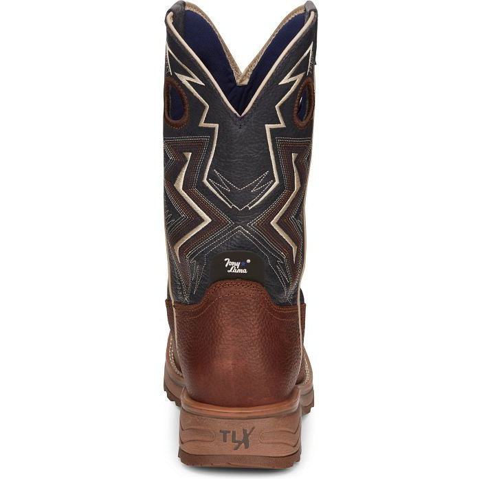 Tony Lama Men's Force 11" Wide Square Comp Toe WP Western Work Boot -Brown- TW3402  - Overlook Boots