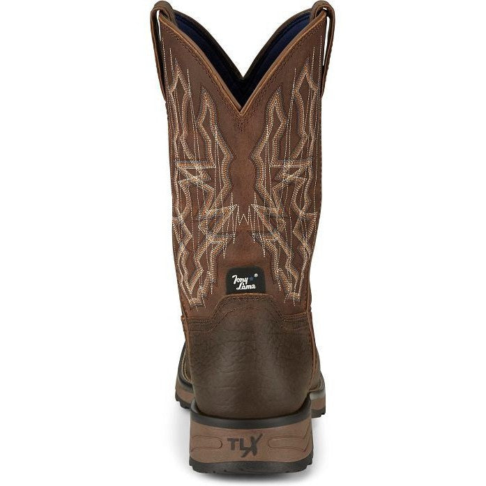 Tony Lama Men's Anchor 11' Square Toe WP Western Work Boot- Brown- TW3416  - Overlook Boots