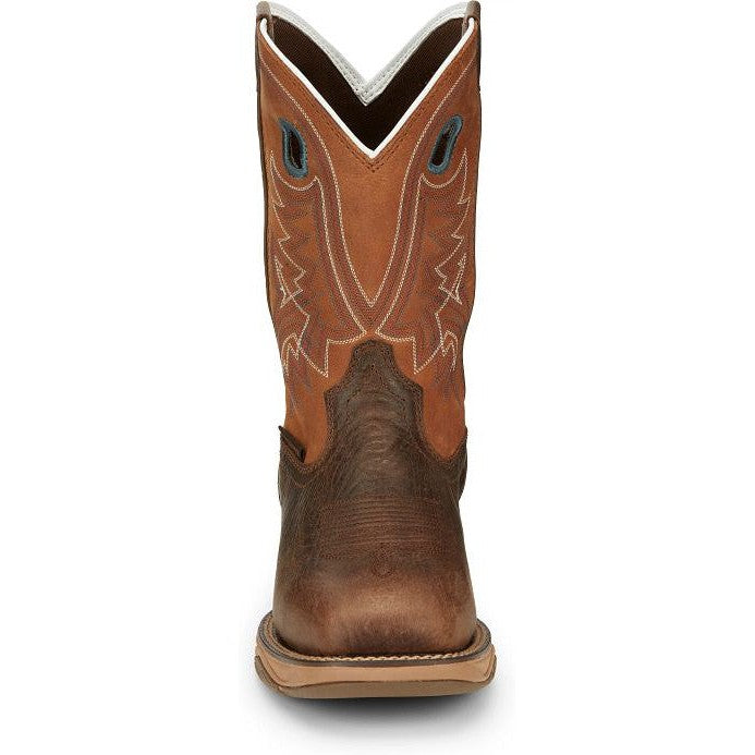 Tony Lama Men's Lopez 11" Steel Square Toe Waterproof Western Work Boot -Brown- RR3363  - Overlook Boots