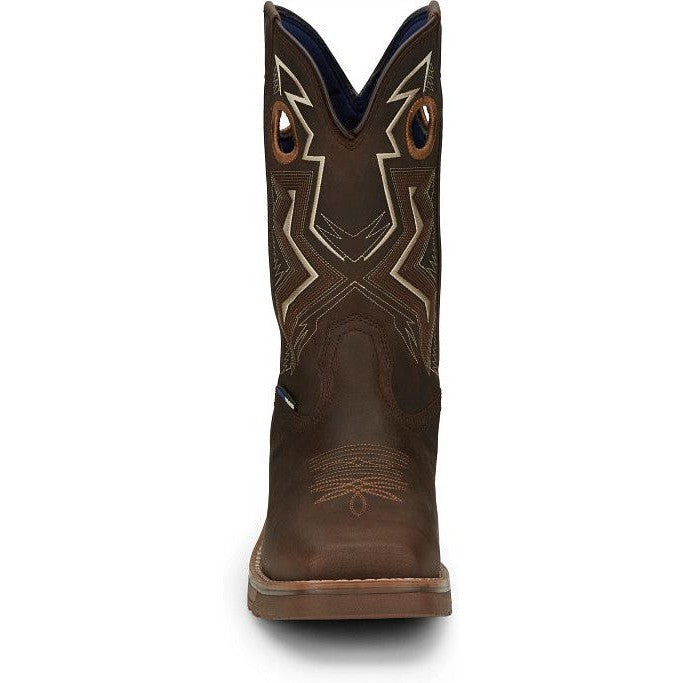 Tony Lama Men's Force 11" Wide Square Comp Toe WP Western Work Boot -Brown- TW3403  - Overlook Boots