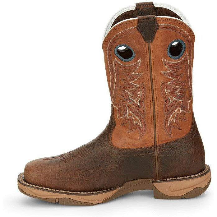 Tony Lama Men's Lopez 11" Steel Square Toe Waterproof Western Work Boot -Brown- RR3363  - Overlook Boots