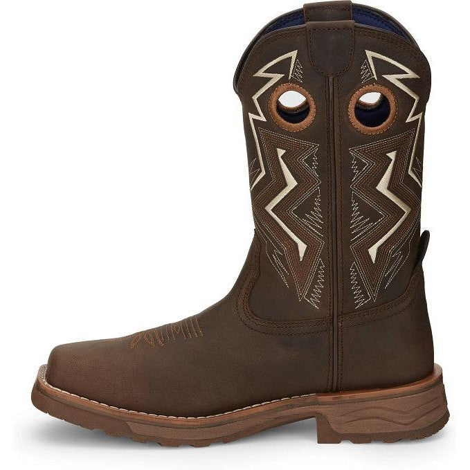 Tony Lama Men's Force 11" Wide Square Comp Toe WP Western Work Boot -Brown- TW3403  - Overlook Boots