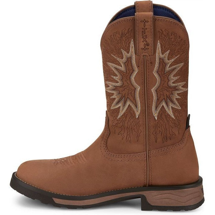 Tony Lama Men's Boom 11" Round Toe Pull On WP Western Work Boot -Brown- TW3414  - Overlook Boots