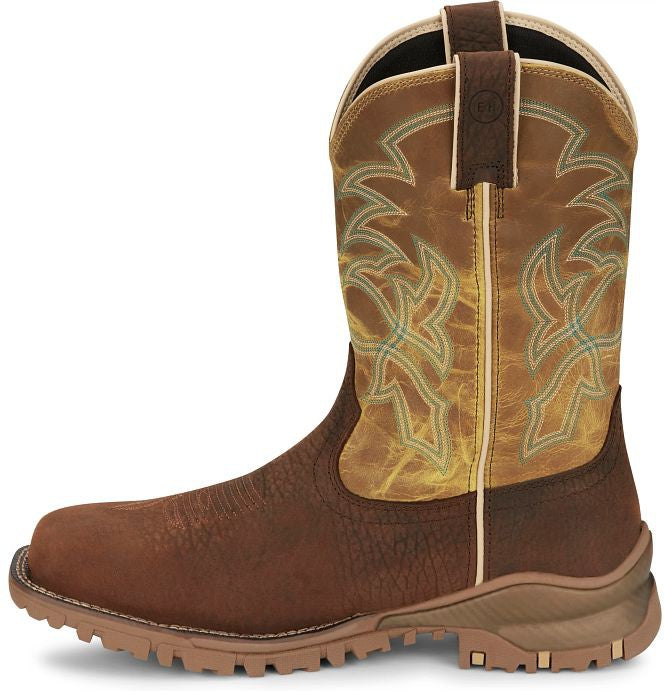 Tony Lama Men's Roustabout 11' Steel Toe WP Western Work Boot -Brown- TW5006  - Overlook Boots