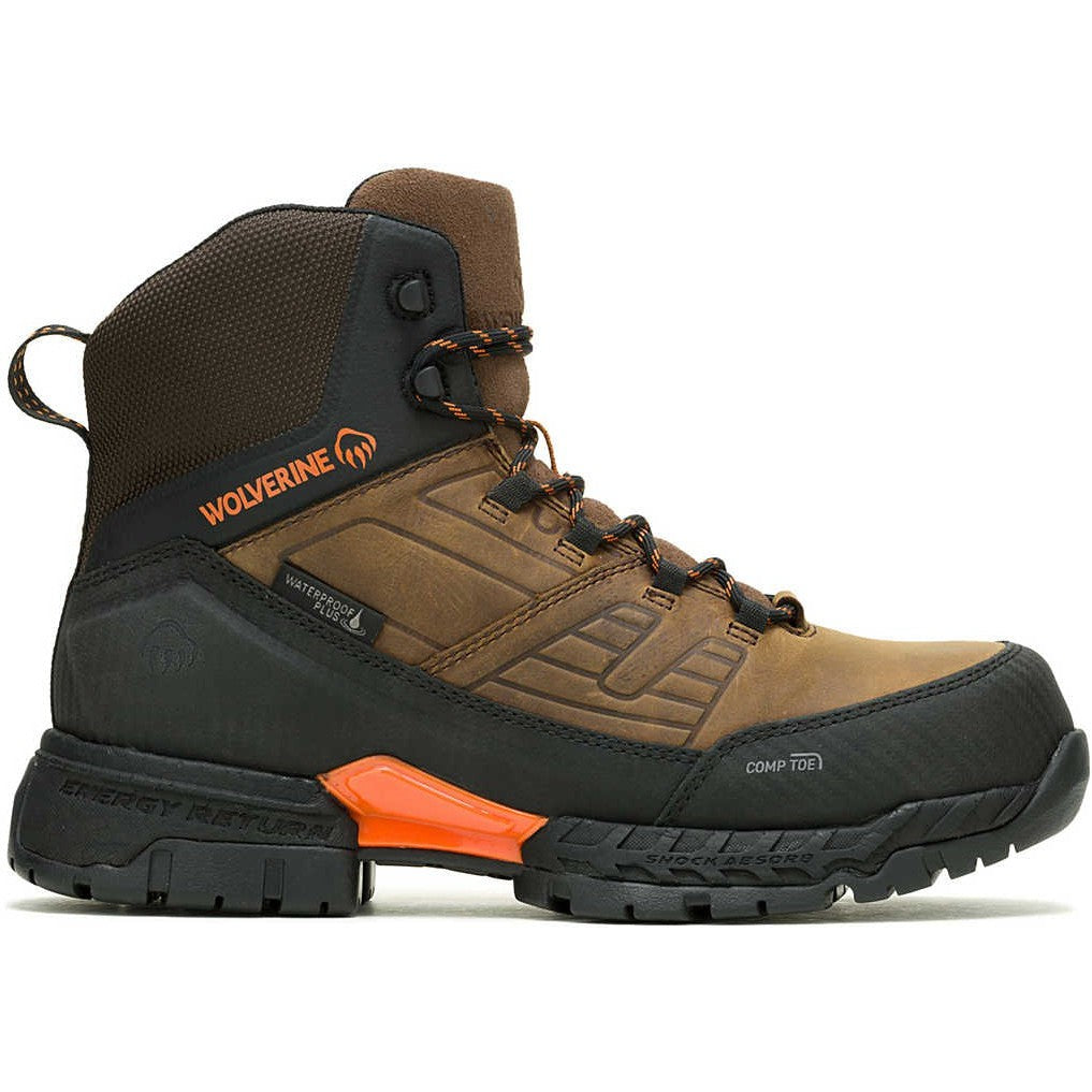 Wolverine Men's Surge Lx 6" Safety Toe WP Carbonmax Work Boot -Brown- W080166  - Overlook Boots