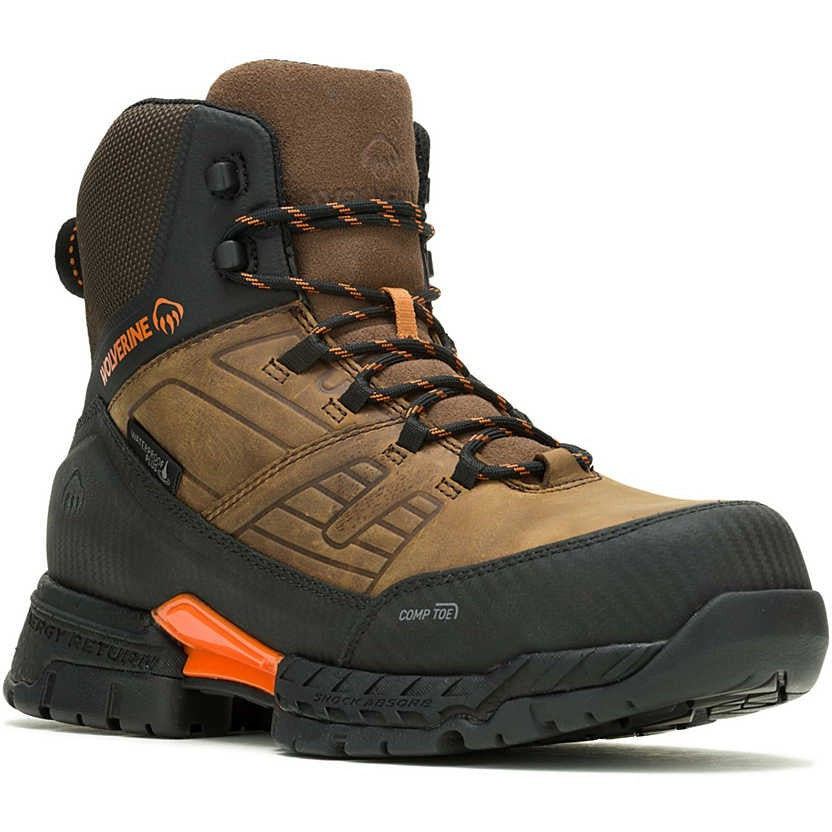 Wolverine Men's Surge Lx 6" Safety Toe WP Carbonmax Work Boot -Brown- W080166 7 / Medium / Brown - Overlook Boots