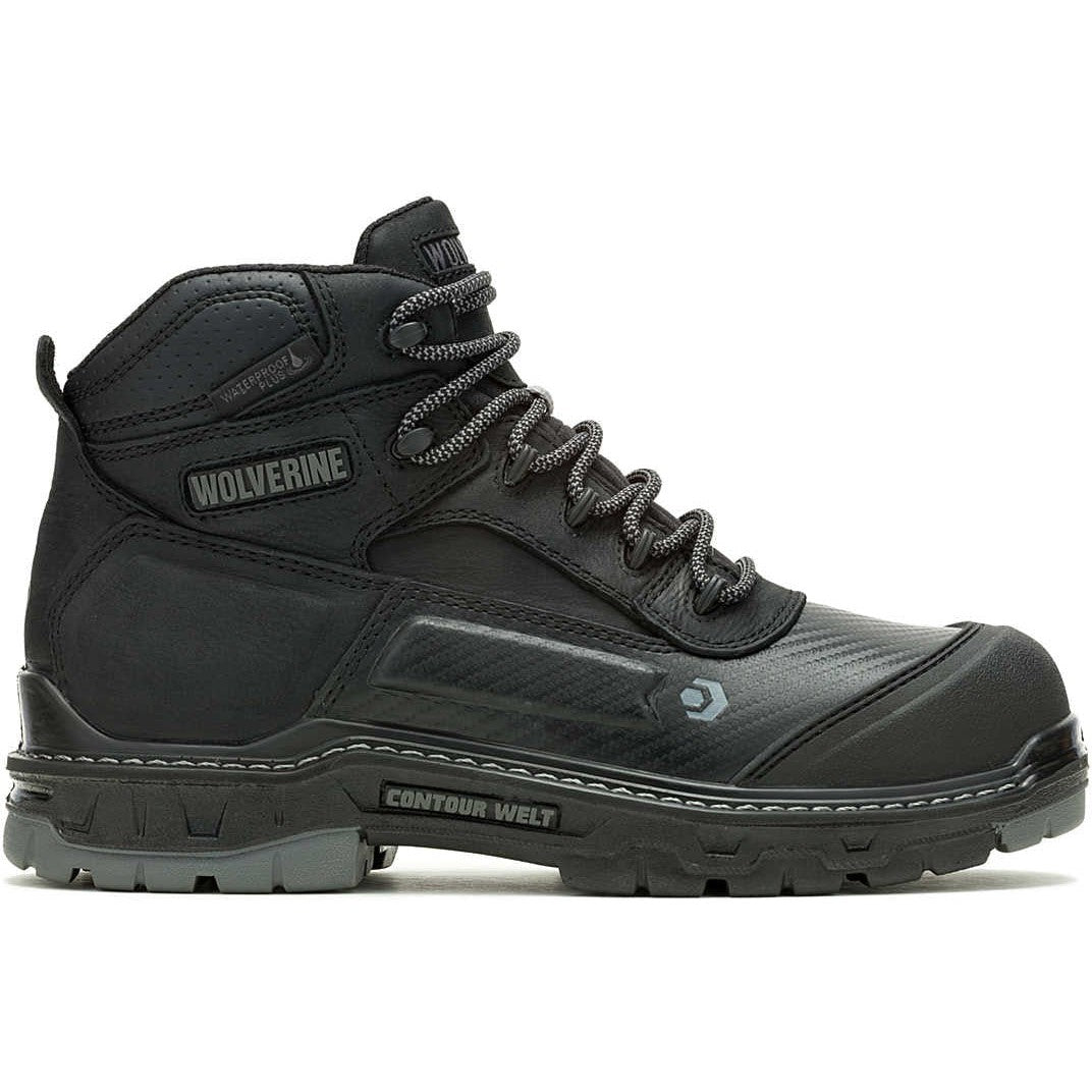 Wolverine Men's Overpass 6" Safety Toe WP Composite Toe Work Boot -Black- W080167  - Overlook Boots