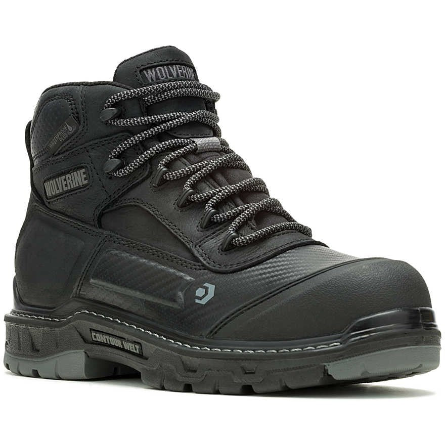 Wolverine Men's Overpass 6" Safety Toe WP Composite Toe Work Boot -Black- W080167 7 / Medium / Black - Overlook Boots