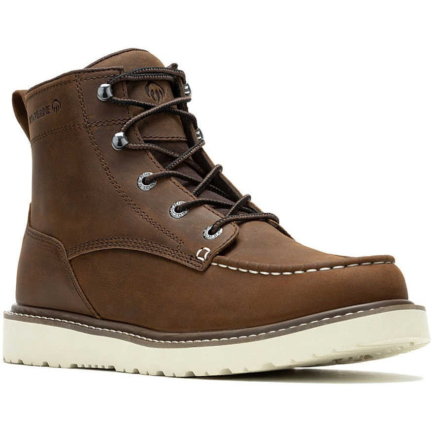 Wolverine Men's Trade 6" Soft Toe Wedge Unlined Work Boot- Brown- W240012  - Overlook Boots