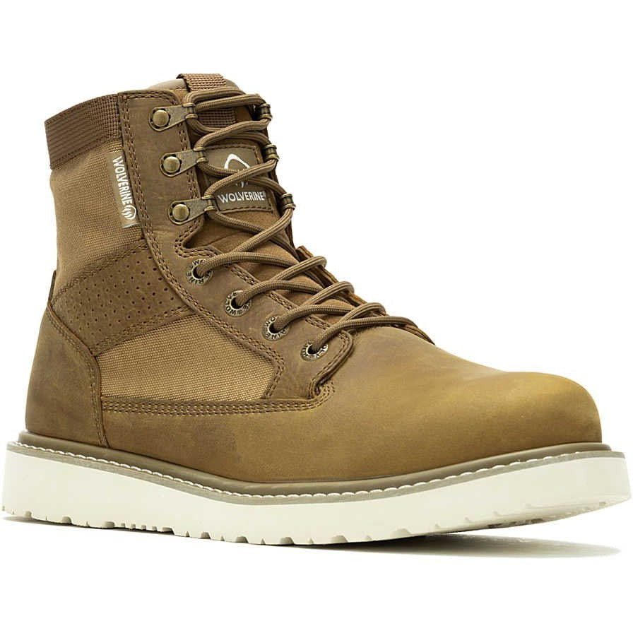 Wolverine Men's Trade Canvas 6" Soft Wedge Unlined Work Boot- Coyote- W240014  - Overlook Boots