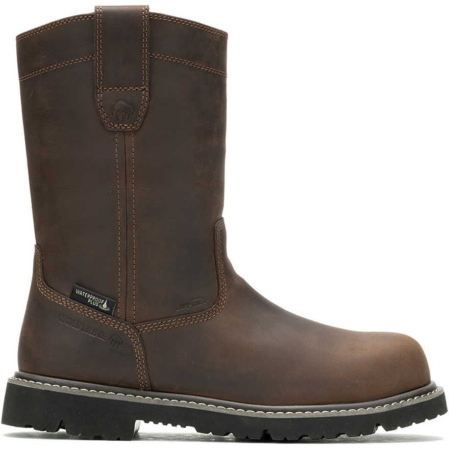 Wolverine Men's Revival 10" Comp Toe WP Wellington Work Boot- Brown- W241020 7 / Medium / Dark Brown - Overlook Boots