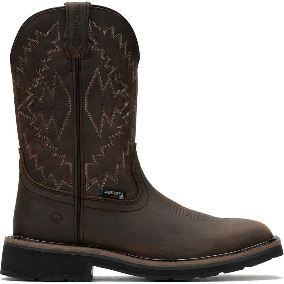 Wolverine Men's Rancher Arrow Steel Toe WP Western Work Boot- Brown- W241048 7 / Medium / Dark Brown - Overlook Boots