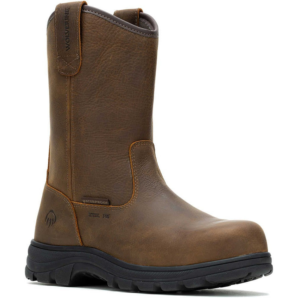 Wolverine Men's Carlsbad 10" Steel Toe WP Wellington Work Boot- Brown- W241069 7 / Medium / Brown - Overlook Boots