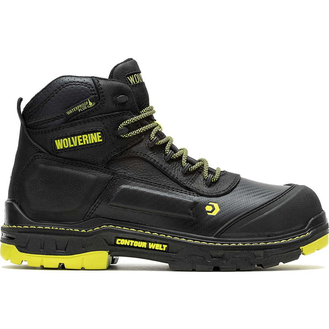 Wolverine Men's Overpass 6" Safety Toe WP Composite Toe Work Boot -Black- W241171  - Overlook Boots