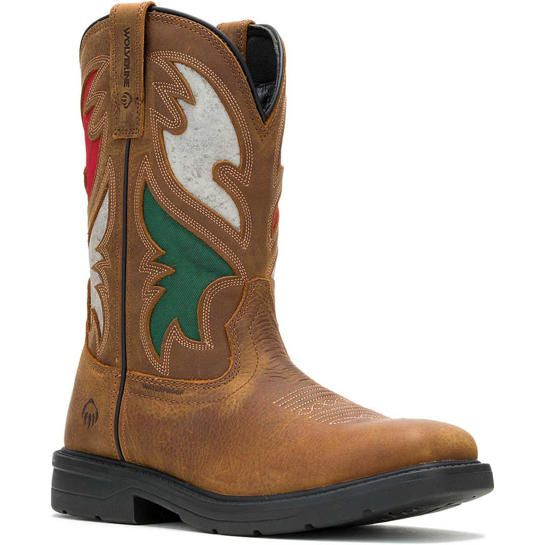 Wolverine Men's Rancher Flag Steel Toe WP Western Work Boot -Brown- W241183 7 / Medium / Brown - Overlook Boots