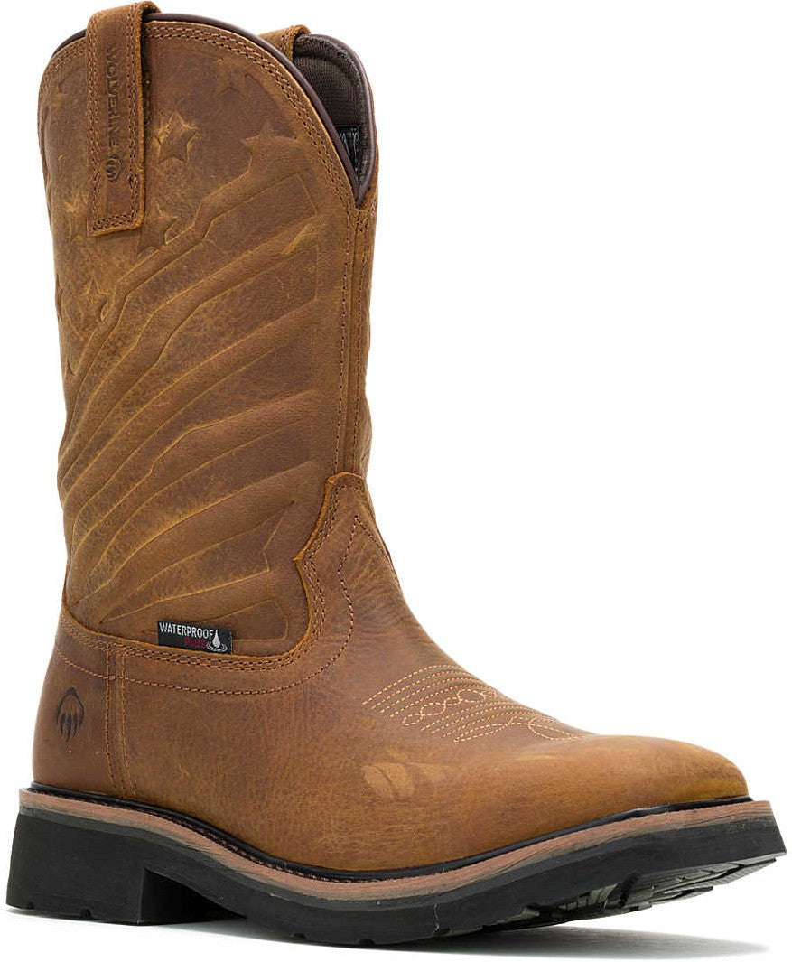 Wolverine Men's Rancher Flag Soft Toe WP Wellington Western Work Boot -Brown- W240056 7 / Medium / Brown - Overlook Boots