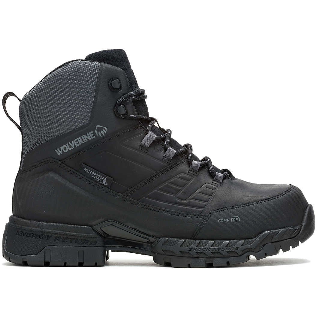 Wolverine Men's Surge Lx 6" Safety Toe WP Composite Toe Work Boot -Black- W241187  - Overlook Boots