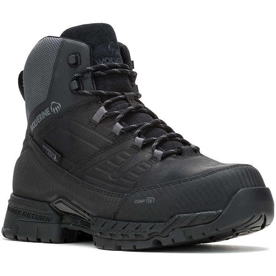 Wolverine Men's Surge Lx 6" Safety Toe WP Composite Toe Work Boot -Black- W241187 7 / Medium / Black - Overlook Boots