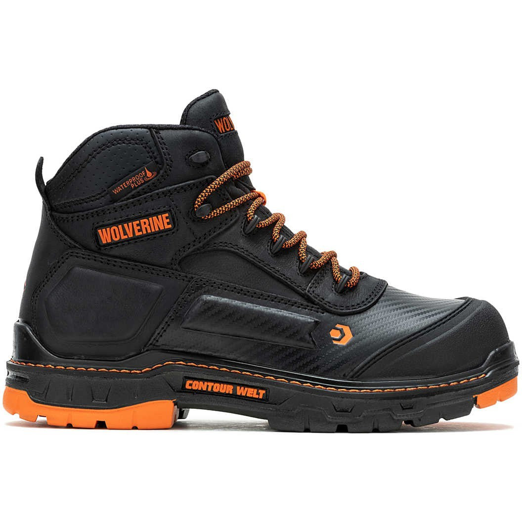 Wolverine Men's Overpass 6" Safety Toe WP Composite Toe Work Boot -Black- W241180  - Overlook Boots