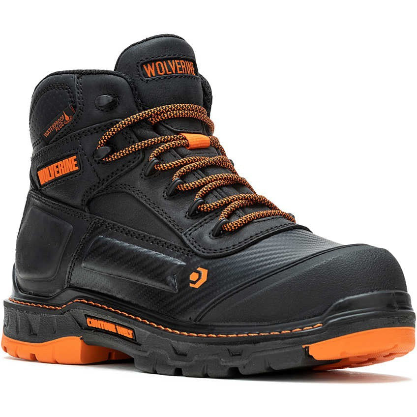 Wolverine Men's Overpass 6" Safety Toe WP Composite Toe Work Boot -Black- W241180 7 / Medium / Black - Overlook Boots