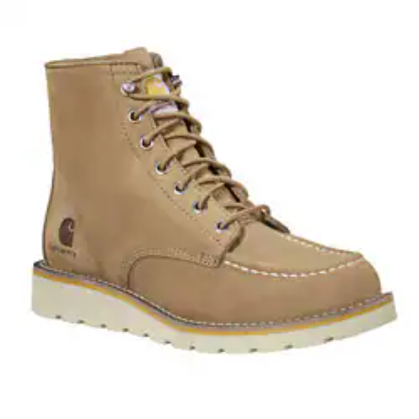 Carhartt Women's 6" Moc Toe Slip Resist Wedge Work Boot- Hickory- FW6022-W 6 / Medium / Brown - Overlook Boots