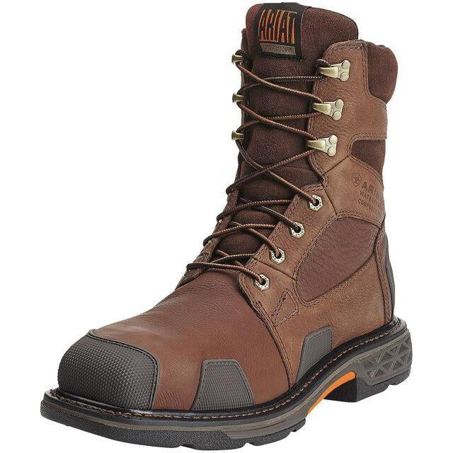 Ariat Men's OverDrive 8" Wide Square Comp Toe WP Work Boot - 10012940 7 / Medium / Brown - Overlook Boots