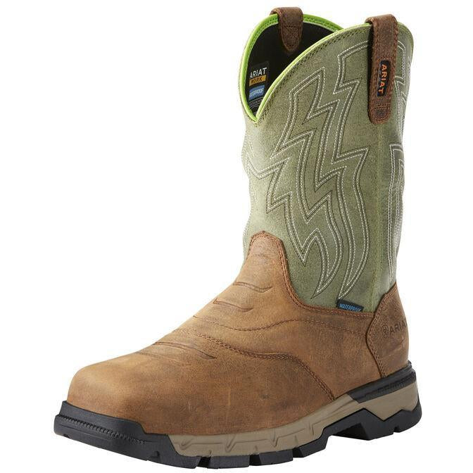 Ariat Men's Rebar Flex 10" Soft Toe WP Western Work Boot - 10021485 7 / Medium / Brown - Overlook Boots