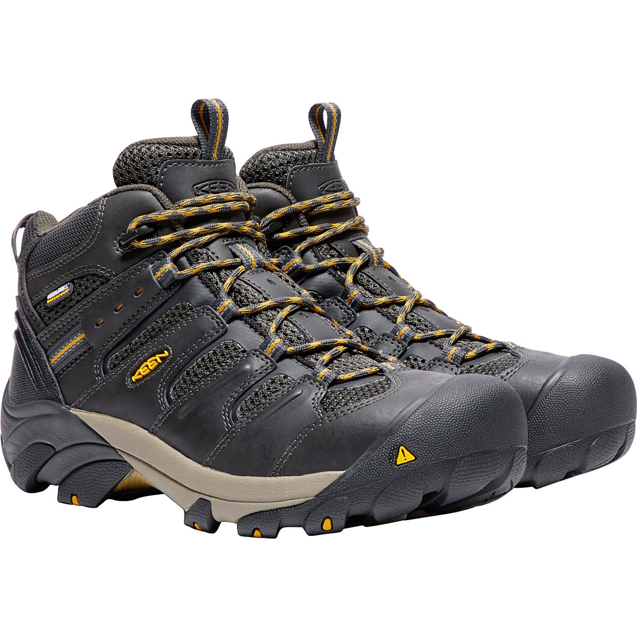 KEEN Utility Men's Lansing Mid Steel Toe WP Work Boot- Raven - 1018079 7 / Medium / Raven/Tawny Olive - Overlook Boots