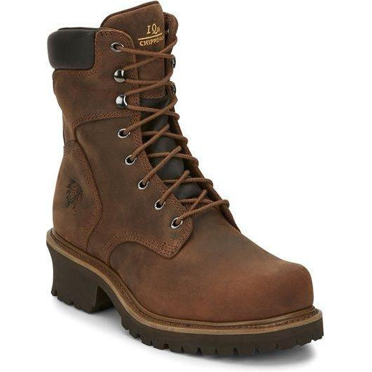 Chippewa Men's Hador 8" Steel Toe Logger Work Boot - 55026 8 / Extra Wide / Brown - Overlook Boots