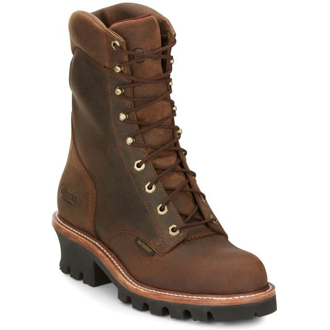 Chippewa Men's Super Dna 9" Plain Toe WP Lace Up Work Boot -Brown- 59406 8 / Wide / Brown - Overlook Boots