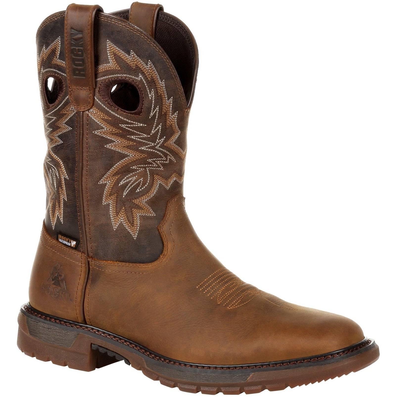 Rocky Men's Original Ride FLX 11" Sqr Toe WP Western Work Boot- RKW0336 8 / Medium / Brown - Overlook Boots