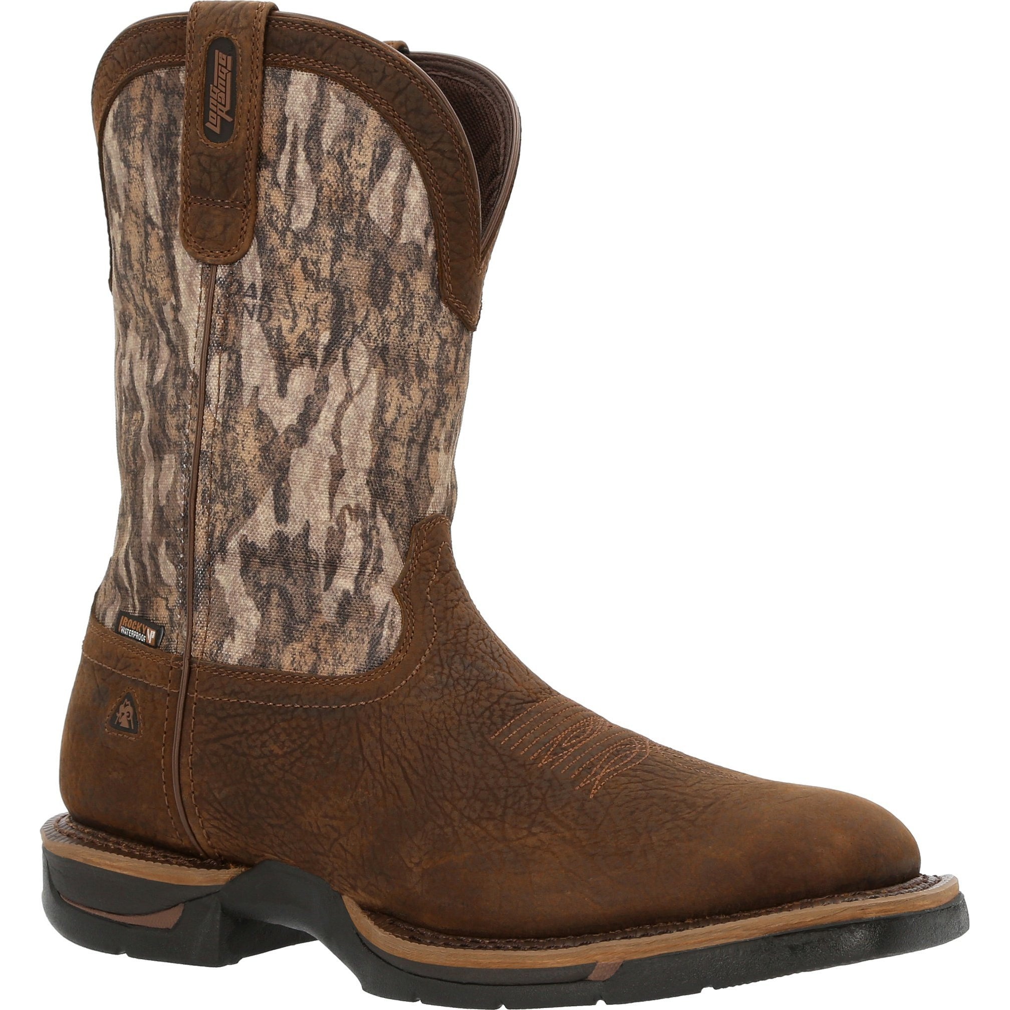 Rocky Men's Long Range 11" Square Toe WP Western Work Boot - RKW0358 7 / Medium / Mossy Oak Bottomland - Overlook Boots