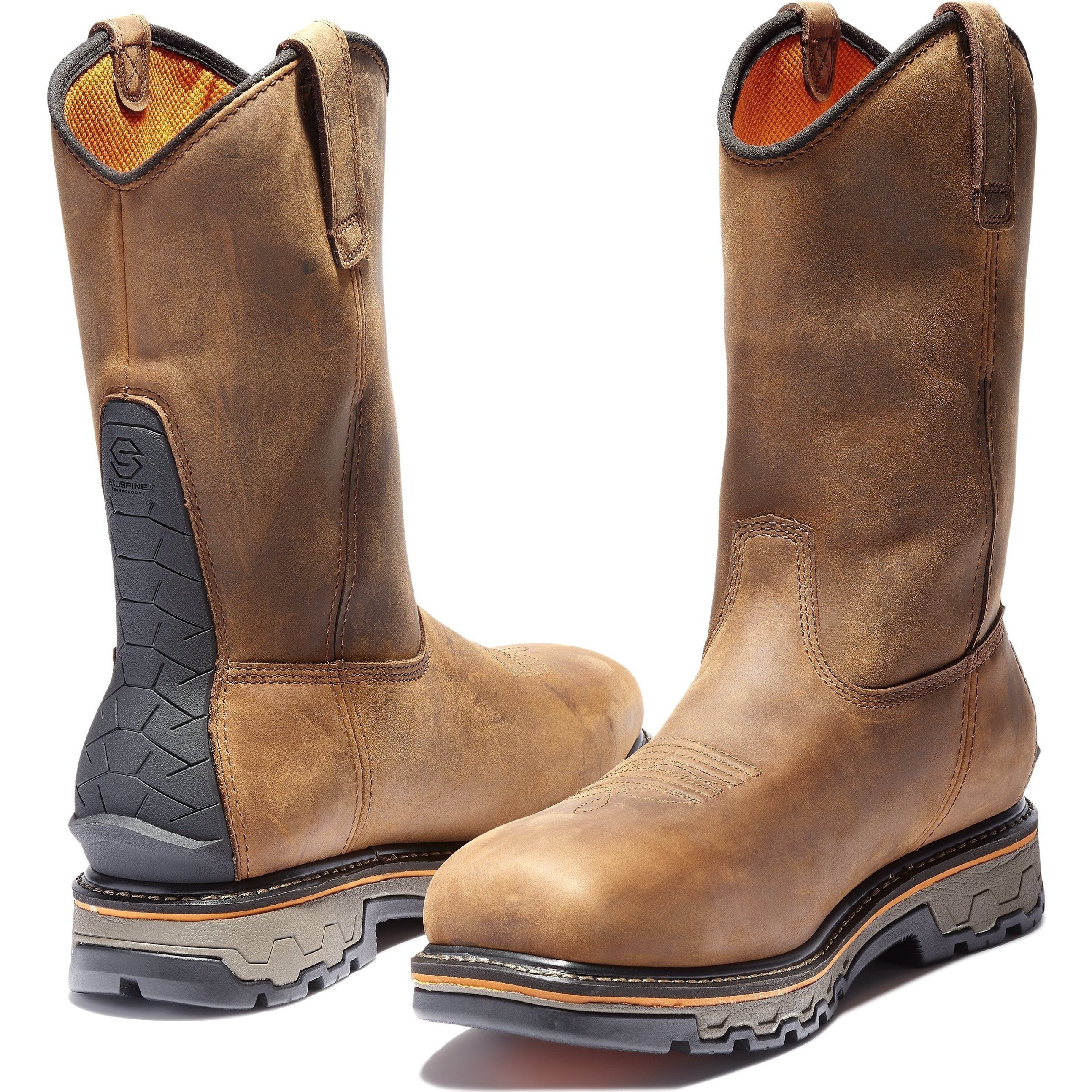 Men's pull on on sale leather work boots